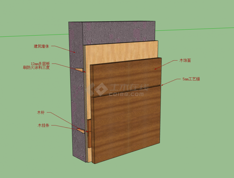 红木的室内装修节点su模型-图一