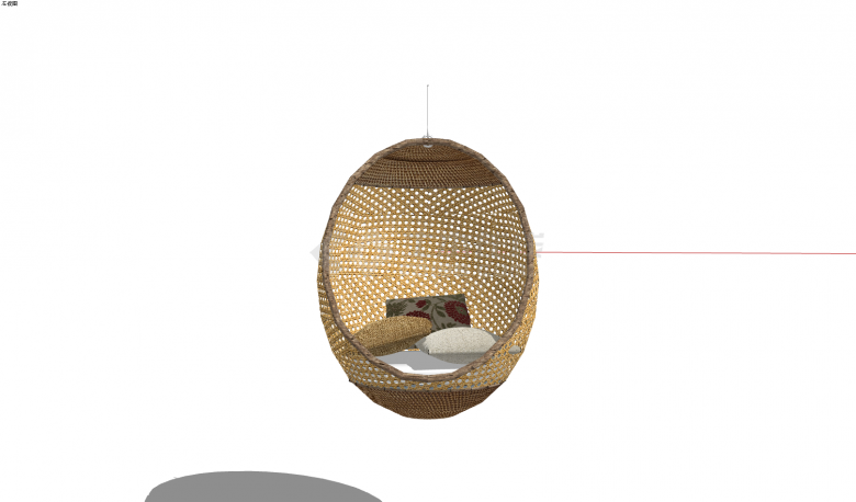 现代竹编鸡蛋造型吊椅su模型-图二
