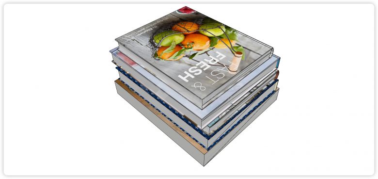 新鲜水果封面书籍杂志组合su模型-图一