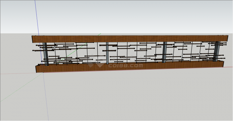 中式木质造型独特景墙su模型-图二