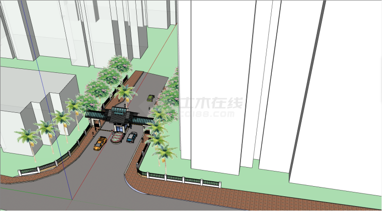 带有热带绿植的大门su模型-图二