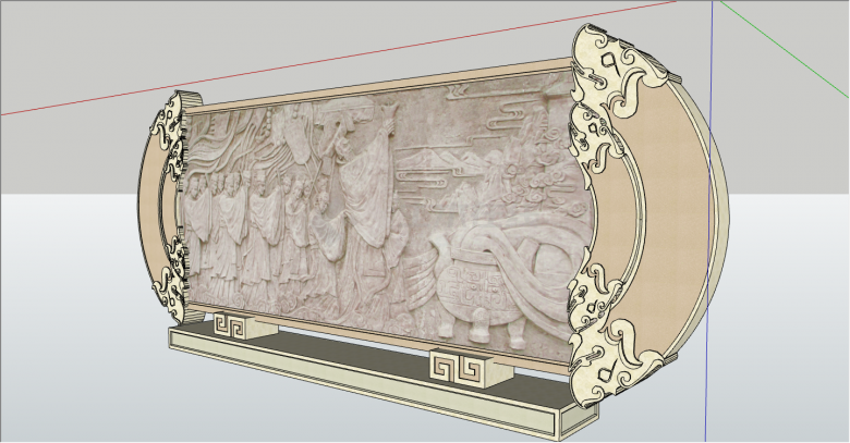 中式古典雕像造型景墙su模型-图二