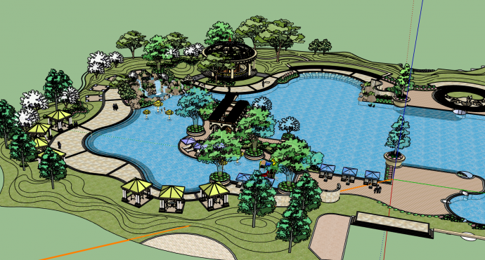  小公园休闲景观设计su模型_图1