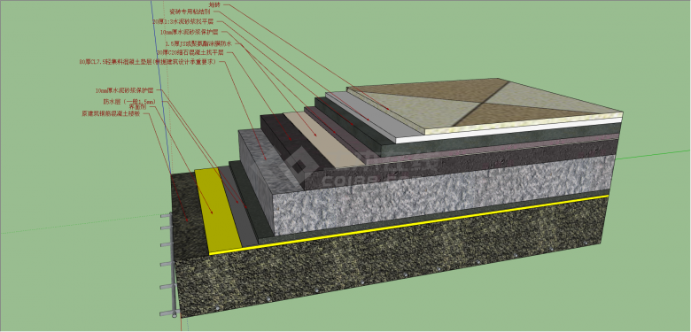 瓷制地砖与钢筋板组合su模型-图二