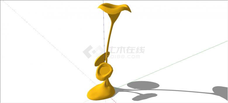 黄色小花现代艺术雕塑su模型-图二