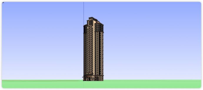 米黄色主体内阳台设计居住小区建筑su模型_图1