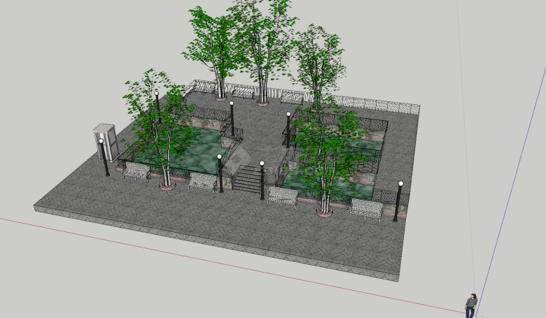 公园休息区绿植组合su模型-图二