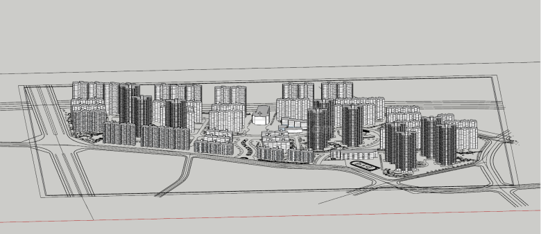 大型现代风格居住区su模型-图一