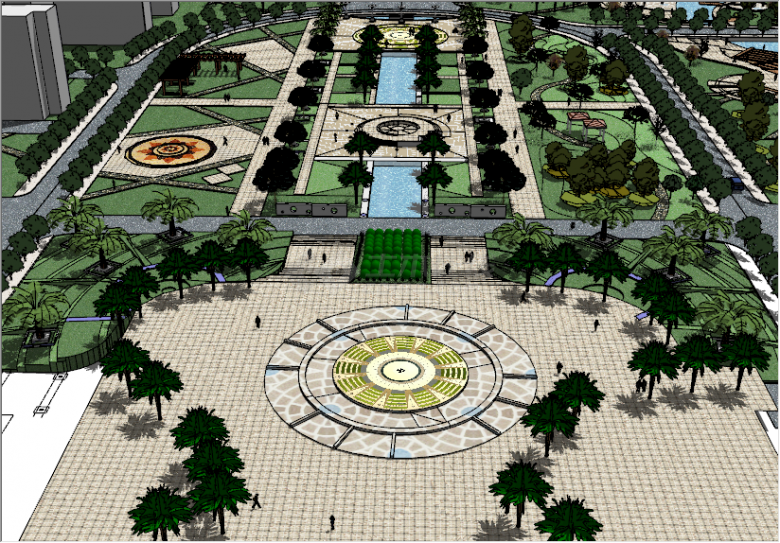 现代青春景观大型大学广场设计su模型-图二