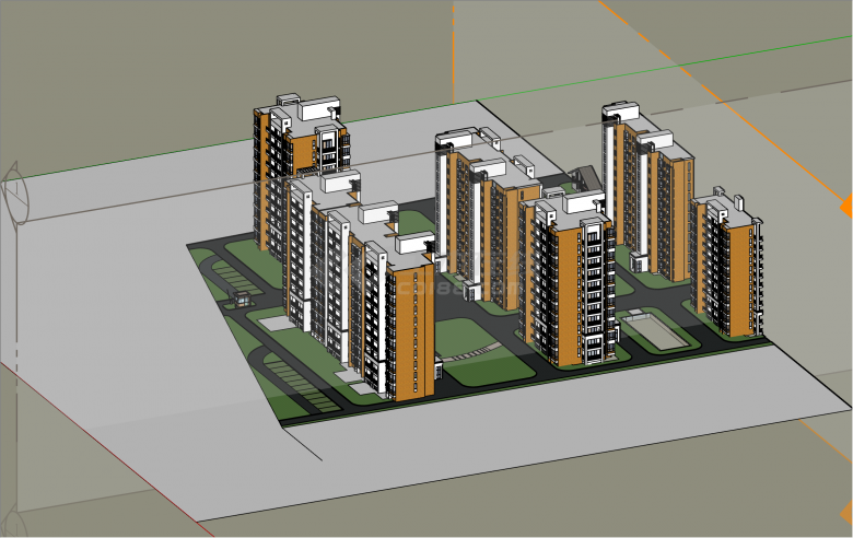 小规模砖砌多层住宅居住小区建筑su模型-图二