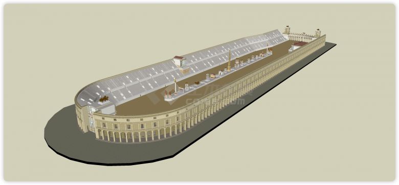 赛马场运动场古罗马建筑su模型-图一