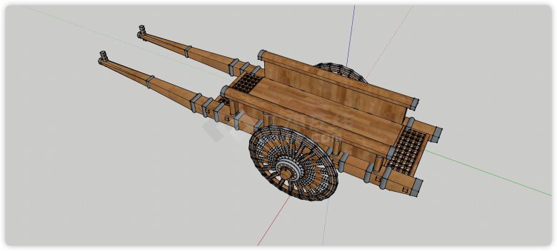 木结构双轮牛车SU模型-图二