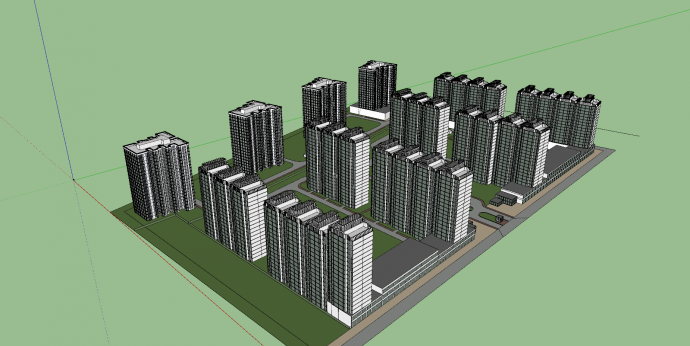 住宅区规划高层建筑su模型_图1