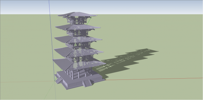 多层四方重檐塔设计su模型_图1