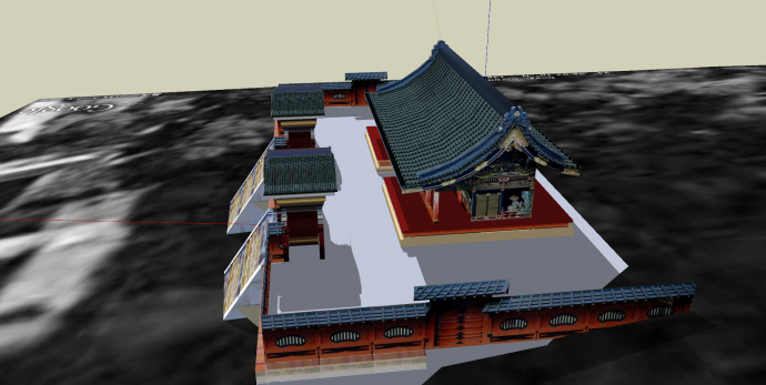 日本寺庙及古建筑青色顶su模型_图1