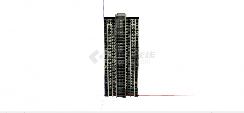 现代扬州高层小区住宅su模型-图一
