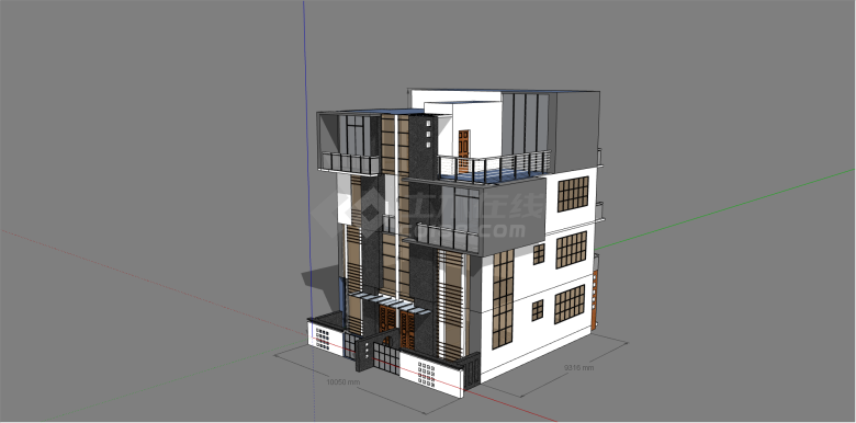 现代灰色系集合住宅su模型-图一