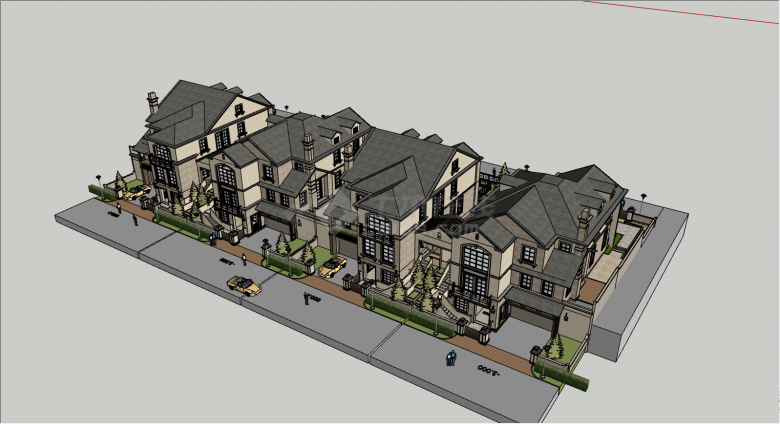 别墅区联排多层别墅su模型-图一