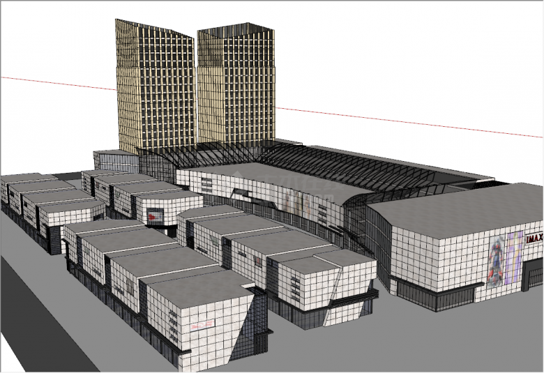 现代大型轻奢商业街建筑su模型-图二