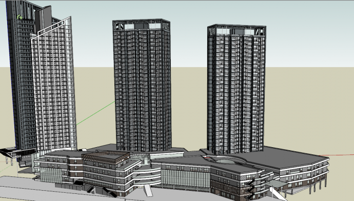 现代风格酒店及公寓楼建筑SketchUpsu模型_图1