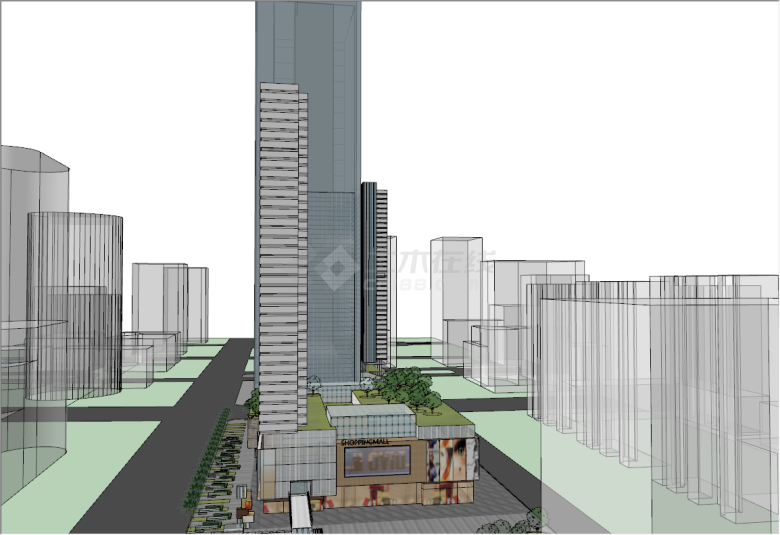 现代大型高级感商业综合体设计su模型-图一