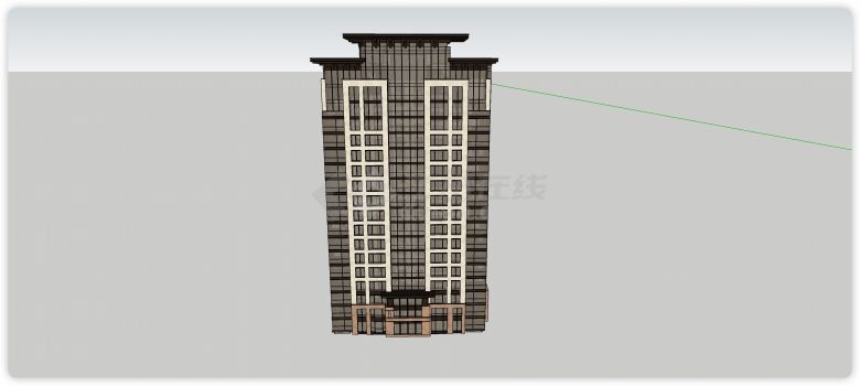 茶色窗户米色结构主体住宅区项目su模型-图二
