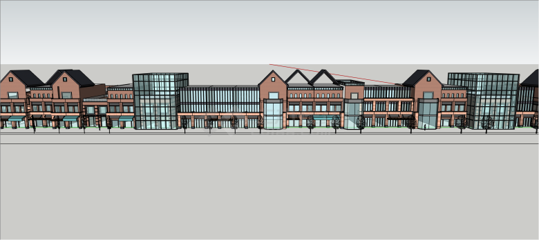 现代风格商业街建筑su模型-图一