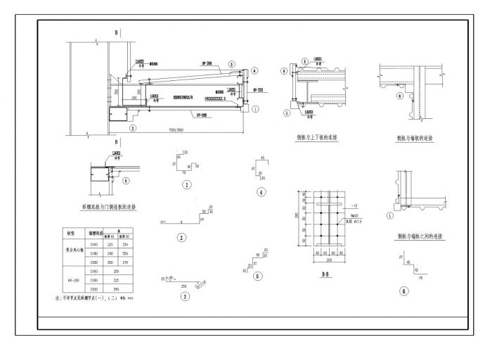 某钢结构雨棚节点CAD构造详图_图1