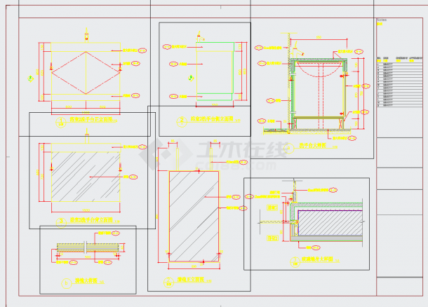 福州高层豪宅区现代时尚三居室样板间装修施工图CAD图纸-图二
