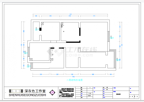原创复古新中式复式3居室内设计施工图CAD图纸-图二