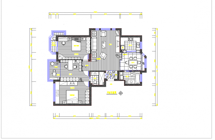 某地三室两厅两卫设计图CAD图纸_图1