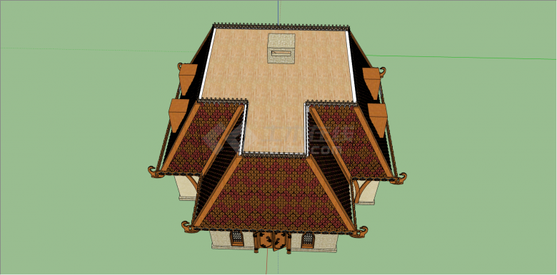 东南亚风格传统的木屋su模型-图二