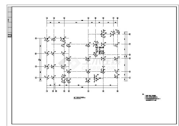 广东三层框架结构会所结构施工图（带泳池）-图二