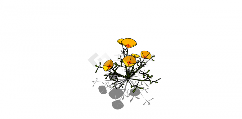 黄色植物装饰品SU模型设计-图一