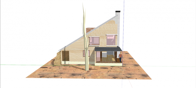 单坡顶两层木屋su模型_图1