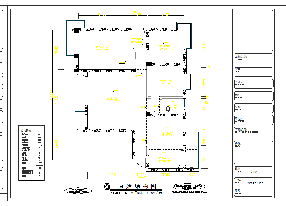 某地112㎡三室两厅装修图CAD图纸