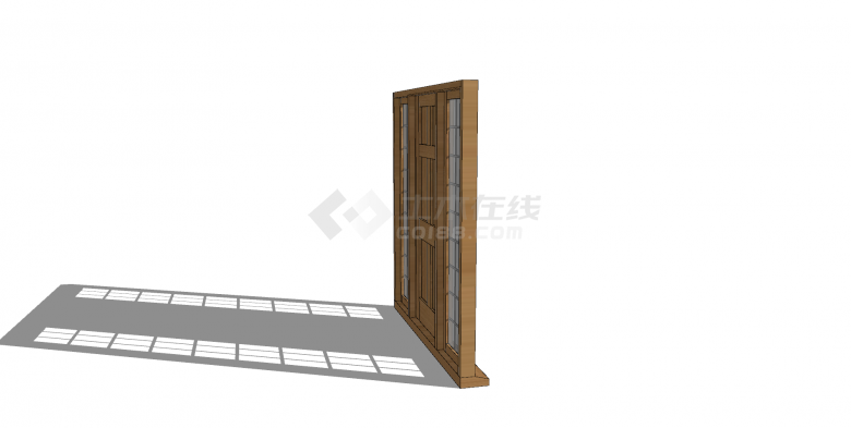 木门玻璃窗矩形木制边框su模型-图二