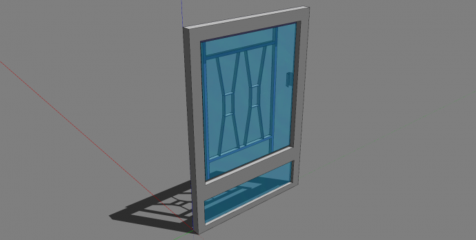 灰色边框蓝色玻璃窗户su模型_图1