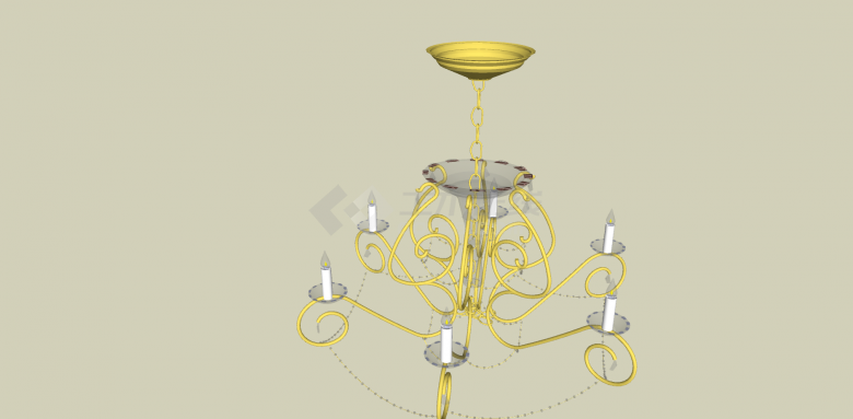灯具黄色外观蜡烛样式su模型-图二
