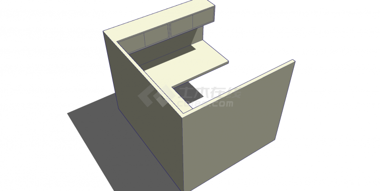办公桌立方桌式书桌su模型-图二