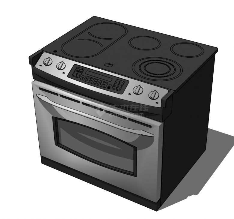 厨房小型烤箱su模型-图一