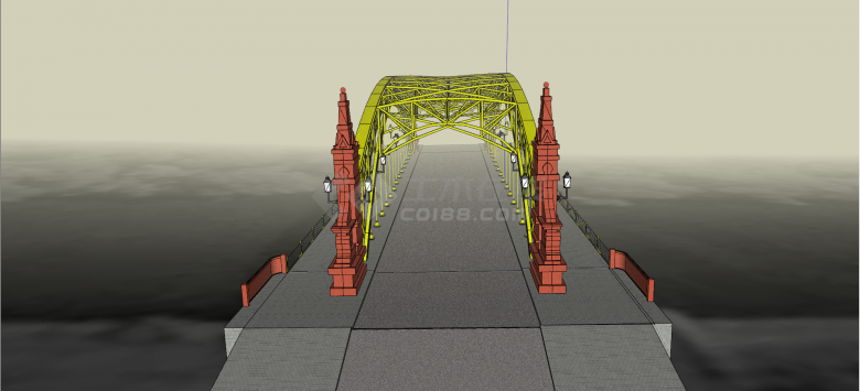 上承重式铁架景观桥su模型-图二