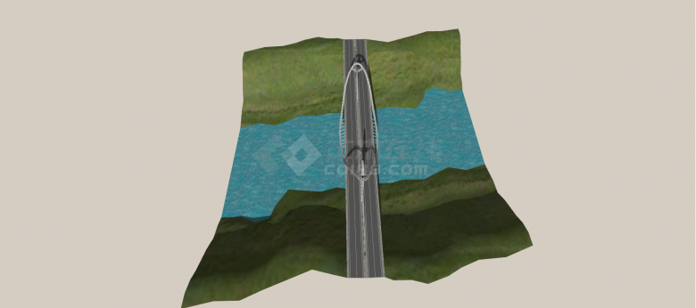 斜拉钢架景观桥su模型-图二