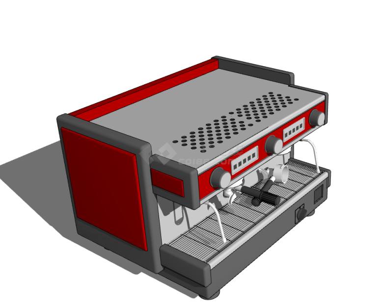 一台红色灰色相间的咖啡机su模型-图二