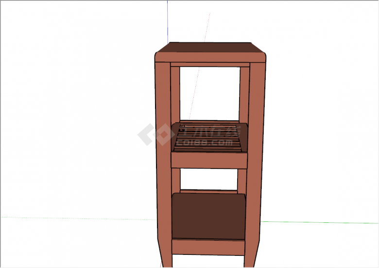 现代三层木质置物柜小型酒柜su模型-图二