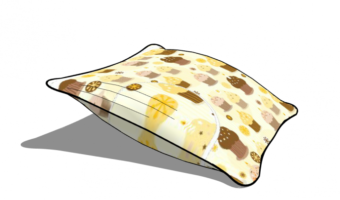 方形的带有小蛋糕图形的抱枕su模型_图1