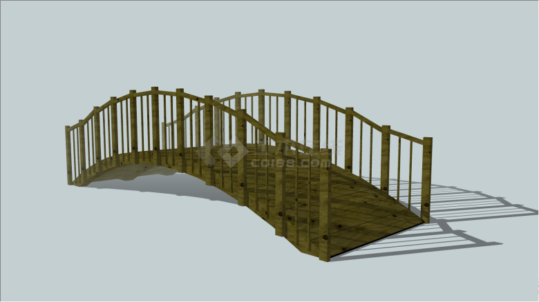 公园用木质拱桥建筑su模型-图一