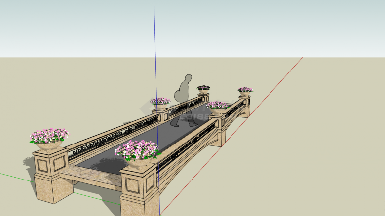 花式景观桥建筑su模型-图二