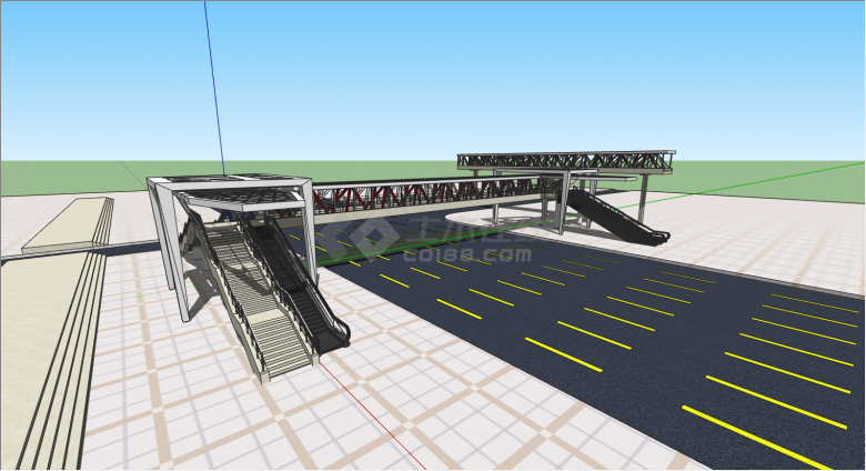 机场大型中转钢架桥su模型-图二