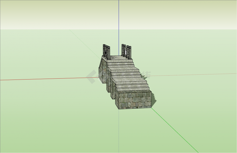 独特石砌中式古桥su模型-图二
